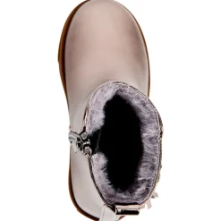 Iridescente booties met gesp en pompon meisjes