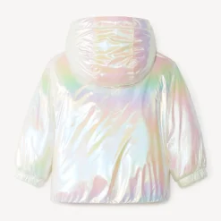 Iridescent windbreaker voor meisjes van waterafstotende stof, gevoerd met sherpa