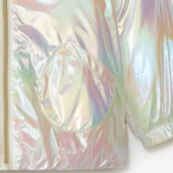 Iridescent windbreaker voor meisjes van waterafstotende stof, gevoerd met sherpa