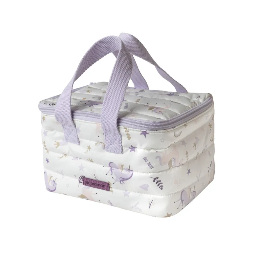Isotherme lunchbag met eenhoornprint wit