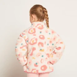 Jas in sherpa met schapenvachtlook, fantasierijk arty dessin, meisjes