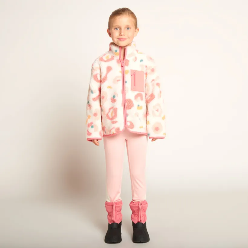 Jas in sherpa met schapenvachtlook, fantasierijk arty dessin, meisjes