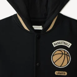 Jasje met capuchon voor jongens met geborduurde basketbal.