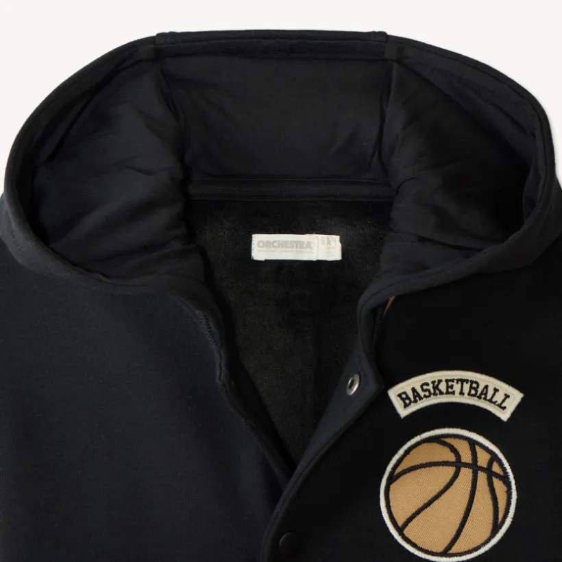 Jasje met capuchon voor jongens met geborduurde basketbal.