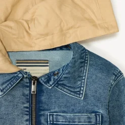Jasje van denim met afneembare capuchon jongens