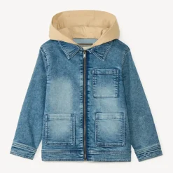 Jasje van denim met afneembare capuchon jongens