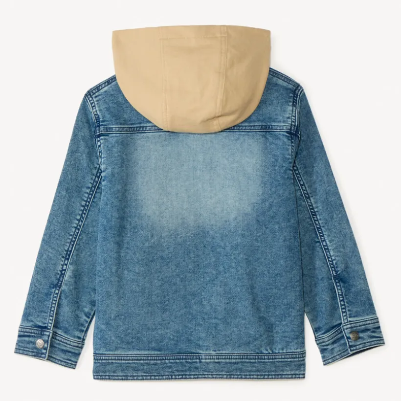 Jasje van denim met afneembare capuchon jongens