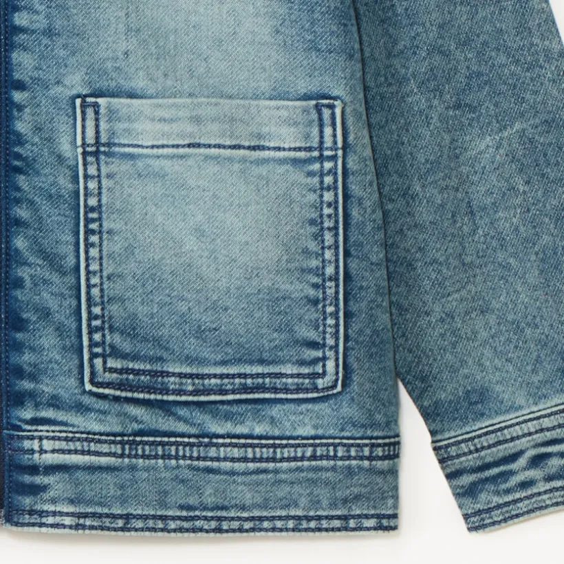 Jasje van denim met afneembare capuchon jongens