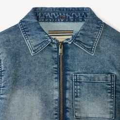 Jasje van denim met afneembare capuchon jongens