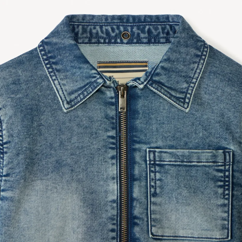 Jasje van denim met afneembare capuchon jongens
