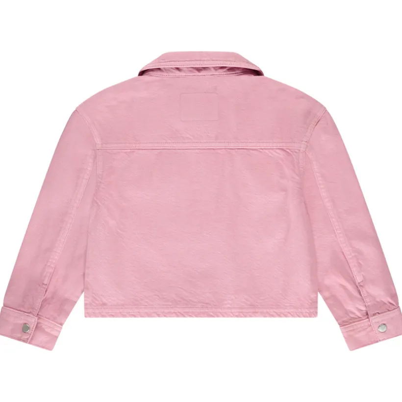 Jas van effen denim met hemdkraag en fantasie-nieten meisjes