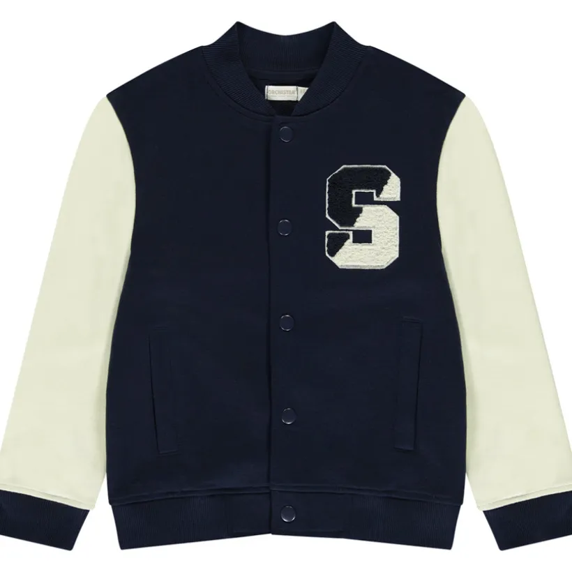 Jas van fleece met geborduurd Teddy-kraag en colour block effect voor jongen