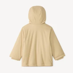 Jas van gum voor babyjongen, gevoerd met microfleece en met een capuchon met oortjes.
