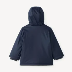 Jas van gum voor babyjongen, gevoerd met microfleece en met een capuchon met oortjes.