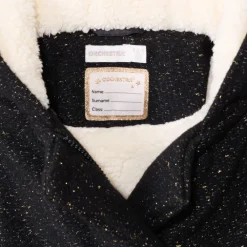 Jas van loden met zwarte lurex en sherpavoering meisjes