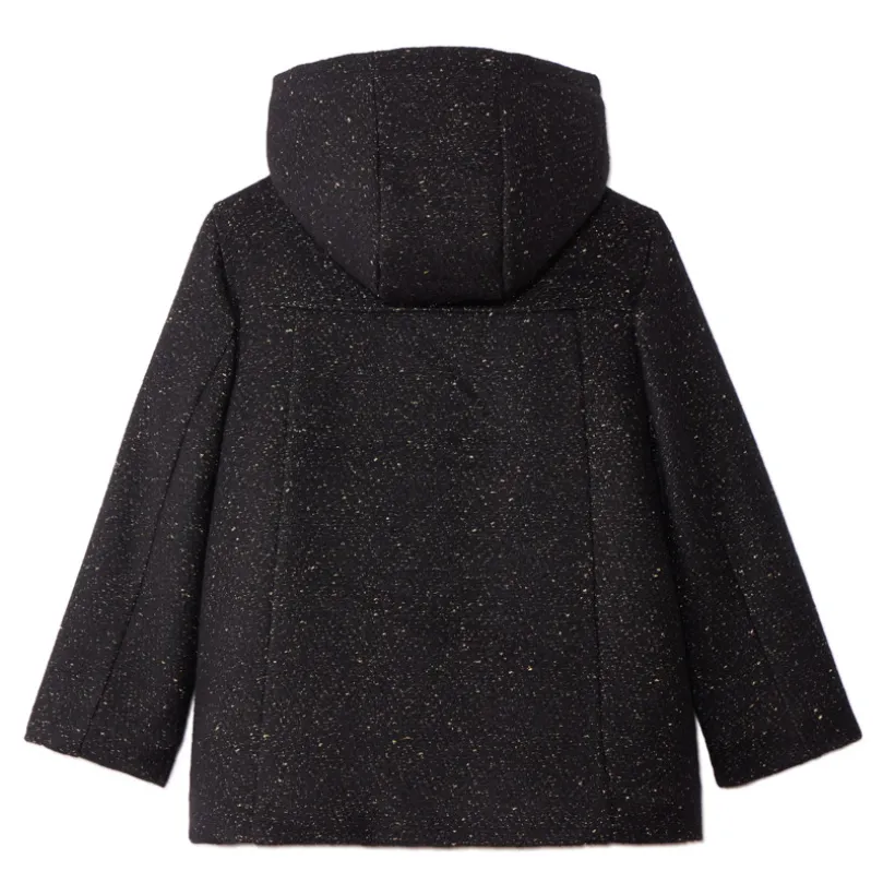Jas van loden met zwarte lurex en sherpavoering meisjes
