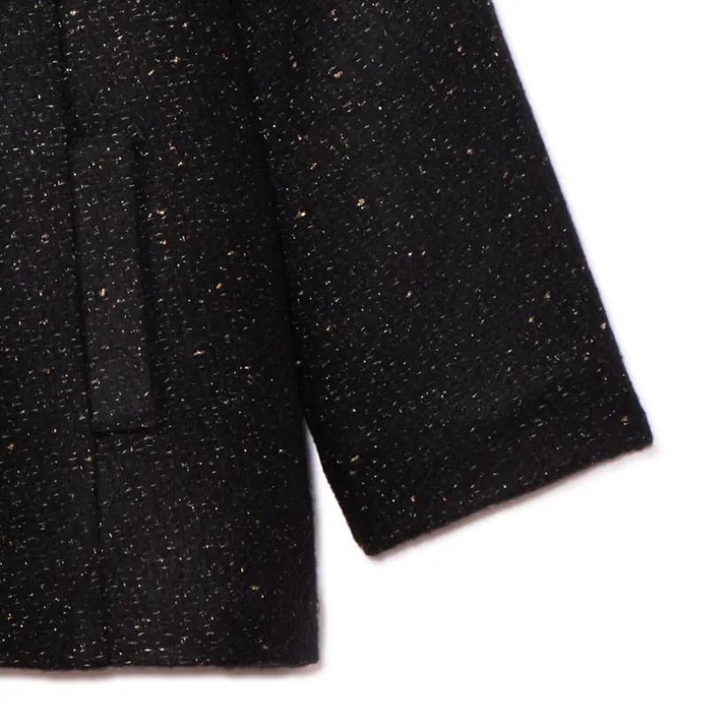 Jas van loden met zwarte lurex en sherpavoering meisjes