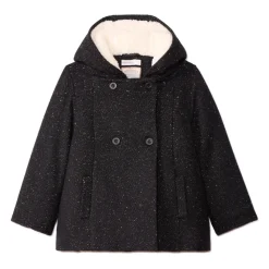 Jas van loden met zwarte lurex en sherpavoering meisjes