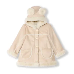 Jas van suède met sherpa en bontlook voor babymeisje