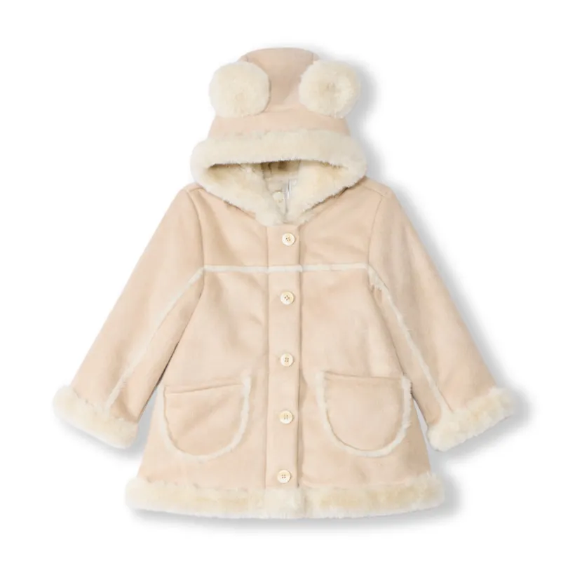 Jas van suède met sherpa en bontlook voor babymeisje