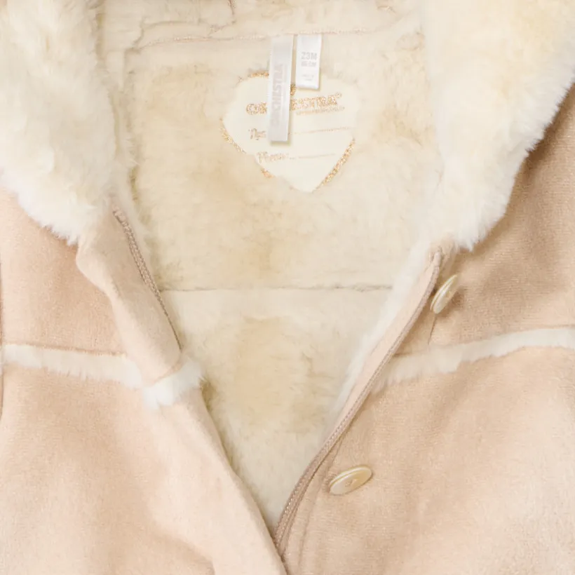 Jas van suède met sherpa en bontlook voor babymeisje