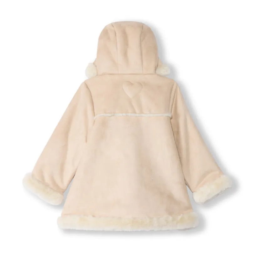 Jas van suède met sherpa en bontlook voor babymeisje