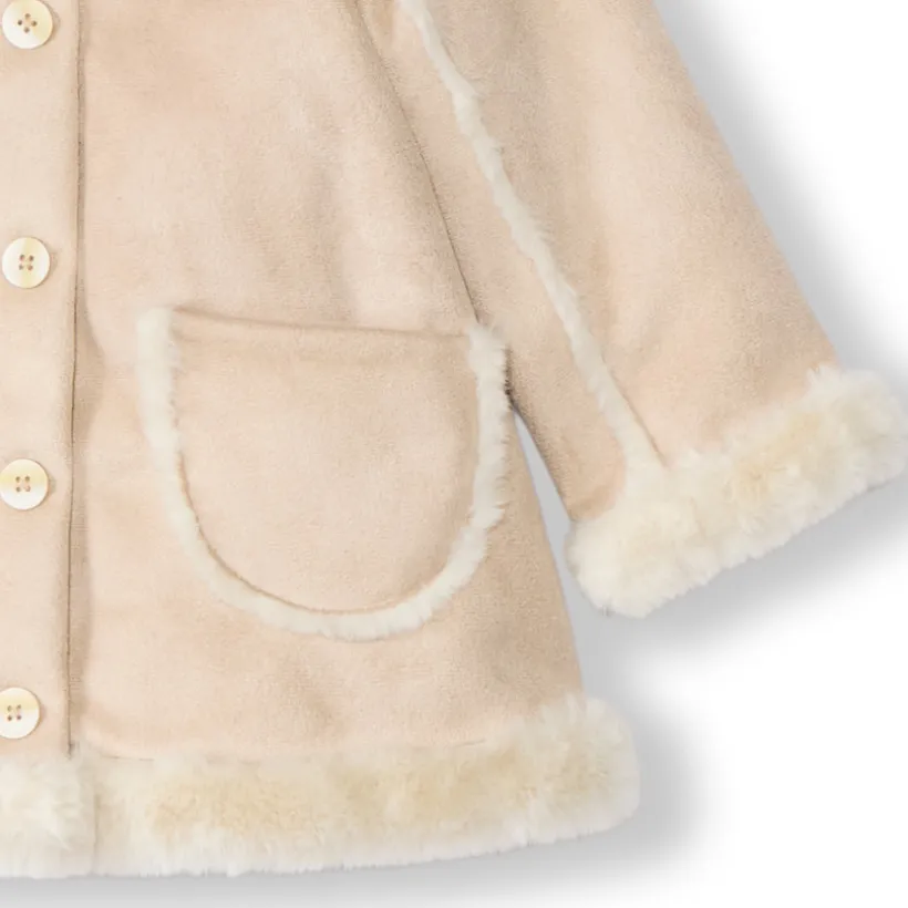 Jas van suède met sherpa en bontlook voor babymeisje