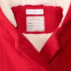 Jas van wollen stof in rood met gouden lurex en sherpavoering meisjes