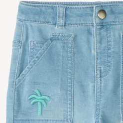 Jeans bermuda in workwear stijl met palmboom borduurwerk voor babyjongen