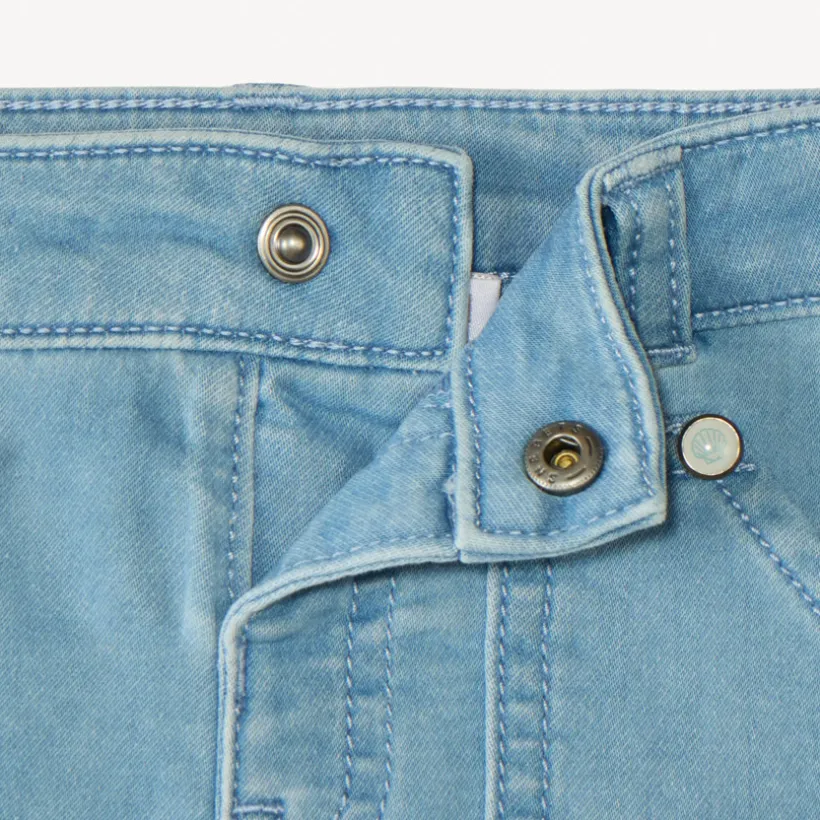 Jeans bermuda in workwear stijl met palmboom borduurwerk voor babyjongen