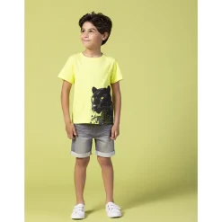 Jeans bermuda met omslag jongens