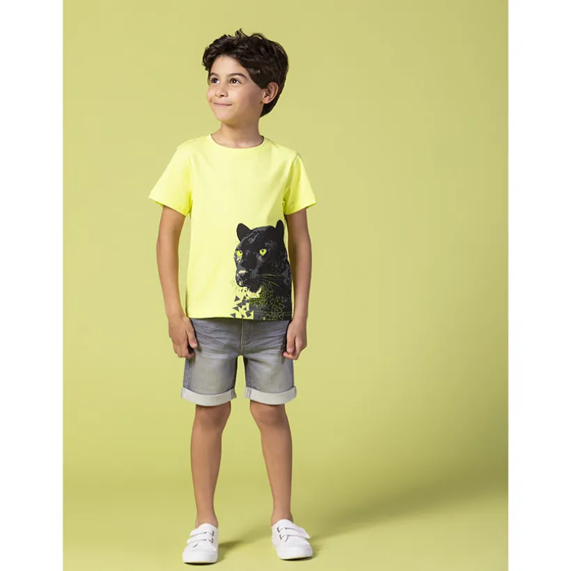 Jeans bermuda met omslag jongens