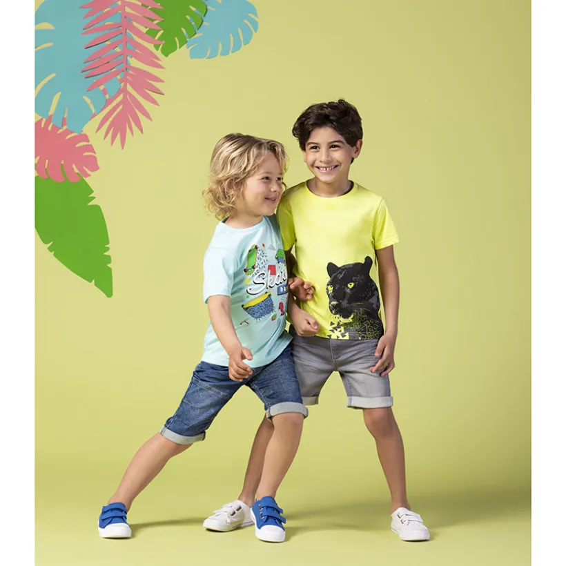 Jeans bermuda met omslag jongens