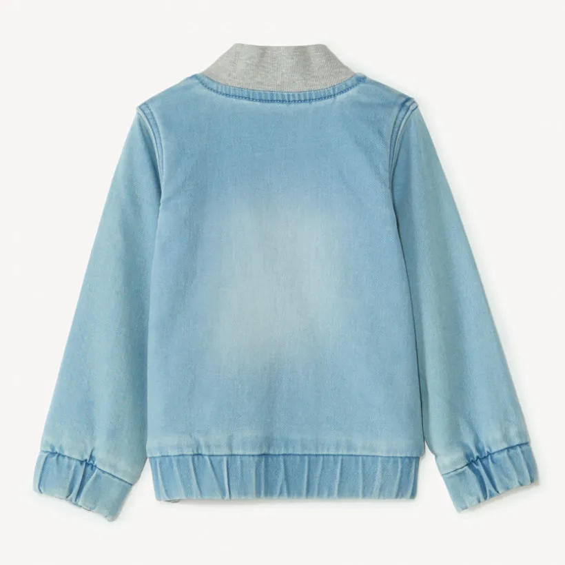 Jeans bomberjack met ribbelkraag voor baby jongen