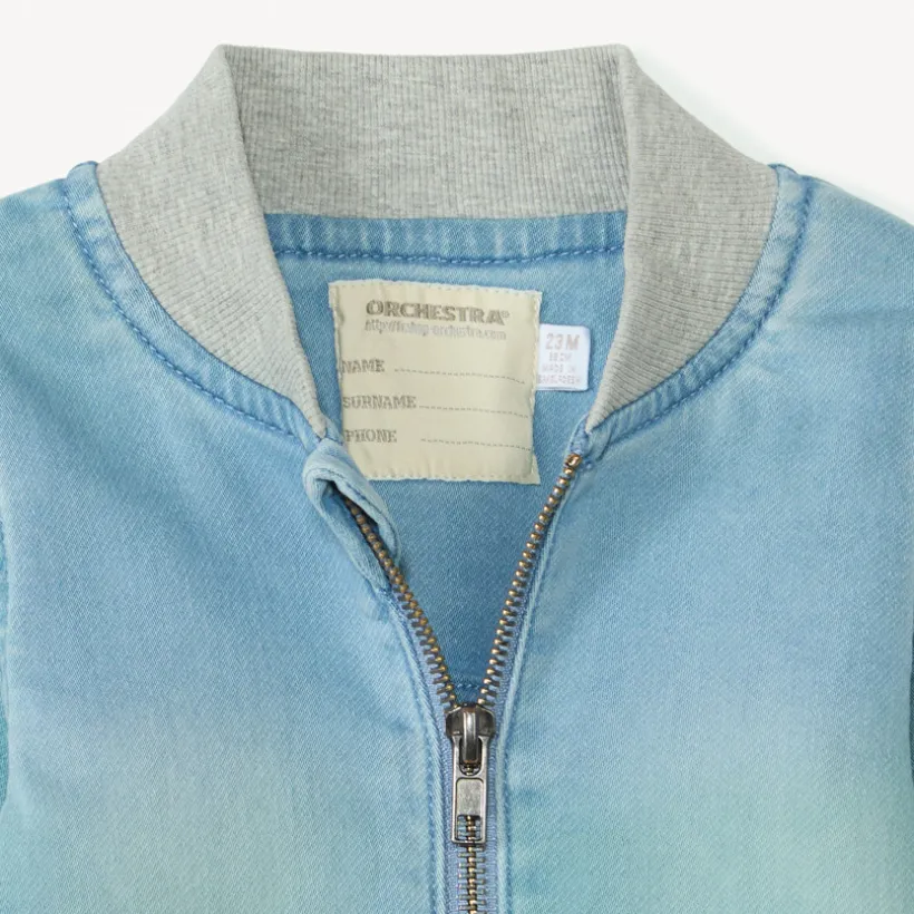 Jeans bomberjack met ribbelkraag voor baby jongen