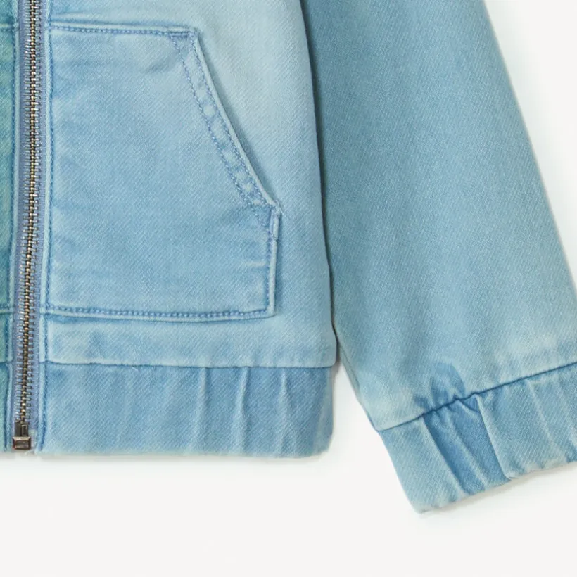 Jeans bomberjack met ribbelkraag voor baby jongen
