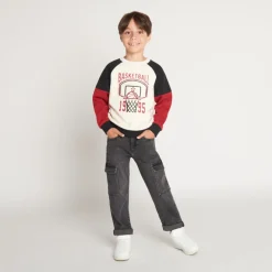 Jeans cargo met used effect en zakken jongens
