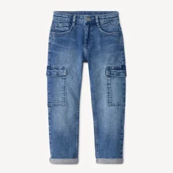 Jeans cargo met used effect en zakken jongens
