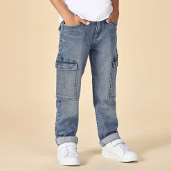 Jeans cargo met used effect en zakken jongens