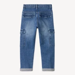 Jeans cargo met used effect en zakken jongens