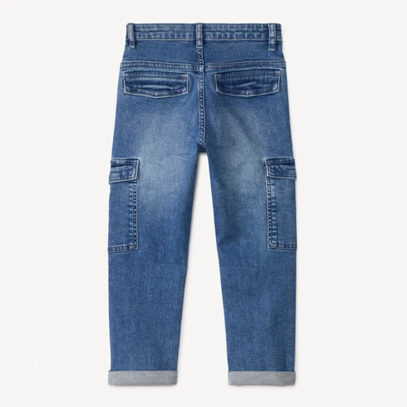 Jeans cargo met used effect en zakken jongens