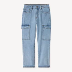 Jeans cargo met used effect en zakken jongens