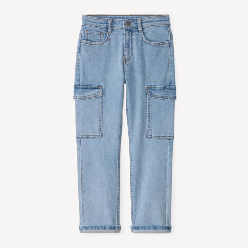 Jeans cargo met used effect en zakken jongens