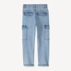 Jeans cargo met used effect en zakken jongens