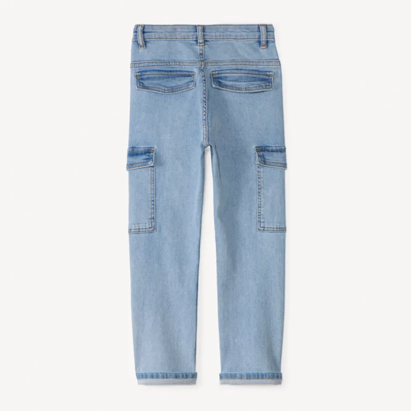 Jeans cargo met used effect en zakken jongens