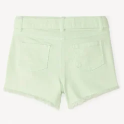Jeanshort met geborduurde details en strikceintuur meisjes