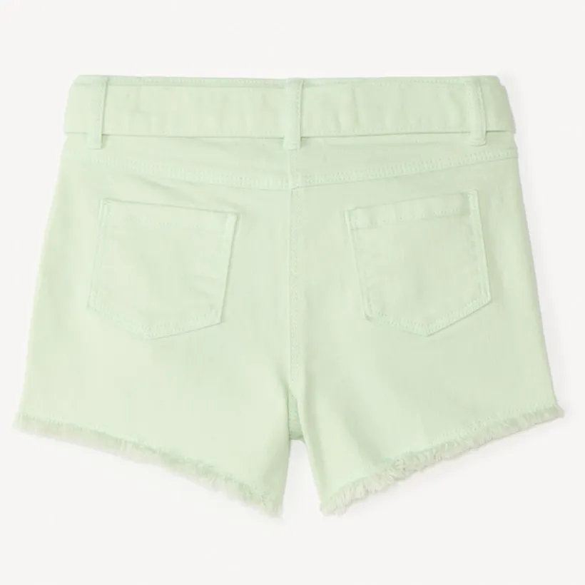 Jeanshort met geborduurde details en strikceintuur meisjes