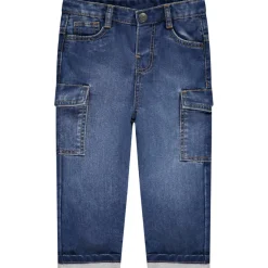 Jeans in denim met jersey voering en cargo-effect voor baby jongen