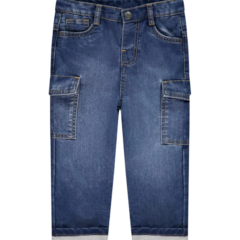 Jeans in denim met jersey voering en cargo-effect voor baby jongen