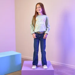 Jeans in denim met uitlopende pasvorm meisjes